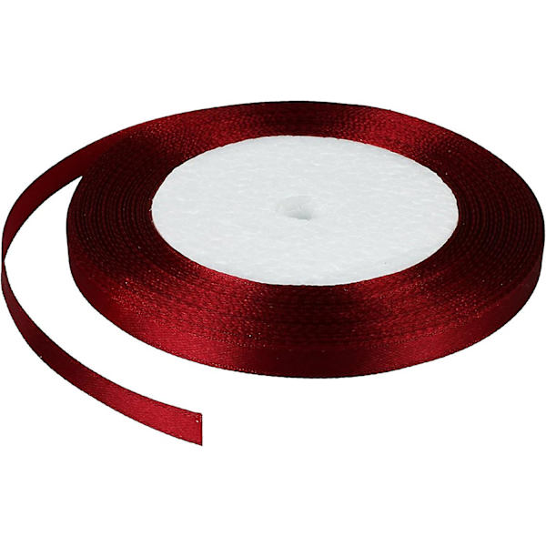 Mörk Röd - 22-25 METER X 6MM Satinband - Bröllopspresent, Hantverk, Presentinslagning
