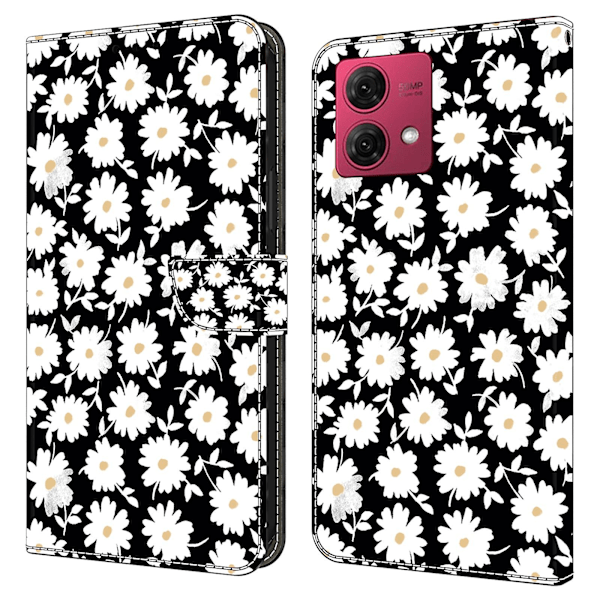 For Motorola Moto G84 5g Nahkakotelo Painettu 3d Kuvio Jalusta Iskunkestävä Puhelimen Kansi Floral