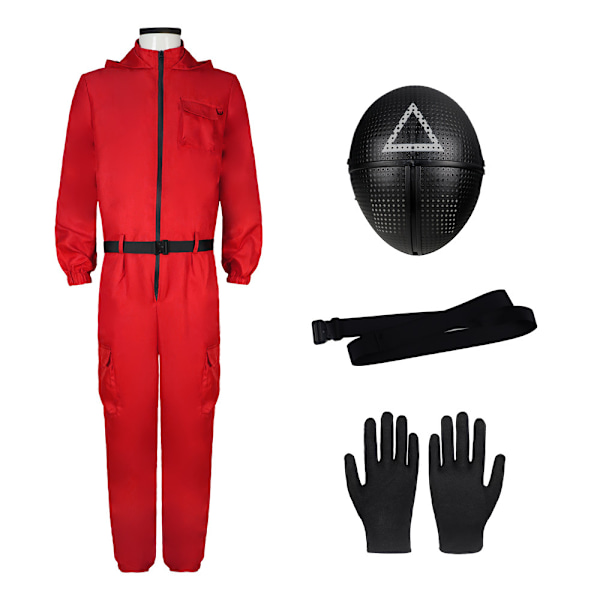 Unisex Squid Game Kostym + Mask Halloween Kostym Gåva Big red + gloves + belt + mask XS