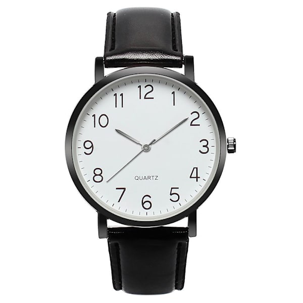 Unisex Business Fashion Læder Quartz Ur Black