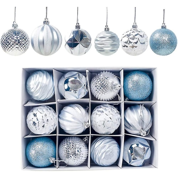 12pcs Christmas Baubles Christmas Balls Set Christmas Baubles Christmas Baubles Set 2.4 Inch / 6cm, Unbreakable Christmas Balls Decoration Christmas T