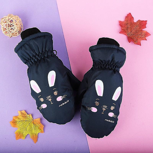 Vintervarma Vantar för Barn Vindtäta för Pojkar Flickor Skidåkning Cykling Klättring Utomhus Vantar Vattentäta Baby Cartoon Vantar Navyrabbit for 6-10t