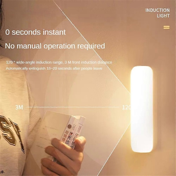 Smart Mänsklig Induktionsnattlampa LED Sovrum Korridor Magnetisk USB-Laddning Lång Uthållighet Vägglampa white light