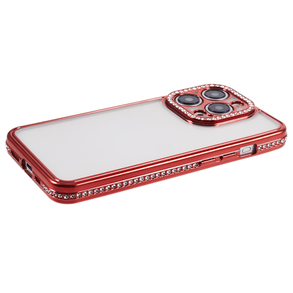 For iPhone 14 Pro Max Telefondeksel Rhinestones Decor TPU Anti-Scratch Deksel Red