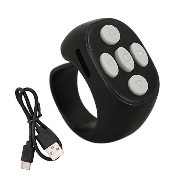 Smart Ring Controller Bluetooth 5.3 Trådløs Fjernbetjening Sideskifter Til Tik Tok Elektronisk Bog Black