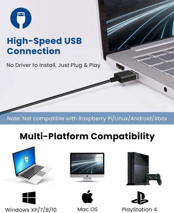 USB Dator Mikrofon, USB PC Mute-knapp med LED-indikator Plug & Play Mac / Windows-kompatibel