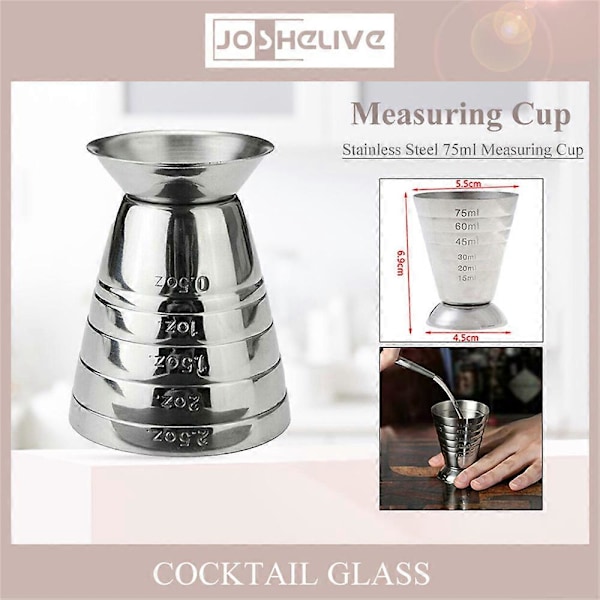 75ml Mätkopp Jigger Shot i Rostfritt Stål Drink Spirit Blandad Cocktail Bägare