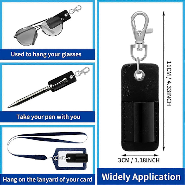 Bärbar PU Läder Badge Lanyard Pennförvaringsfodral (svart) 4 stycken (H-4)