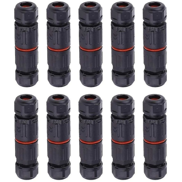 10 Pcs Ip68 Waterproof Electrical Cable Connector, 3 Pin Female Waterproof Connectors Outdoor Power Socket Waterproof Wire Connector Fitting