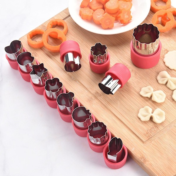 12-delad köksverktygsskärare form kakskärning grönsak frukt DIY skärset Red
