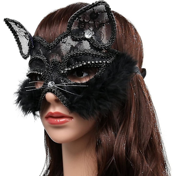 Sexy Lace Maskerademaske Kvinde Kattemaske Venetiansk Maske Til Fastelavnsfest Halloween Jul Karneval Gudinde