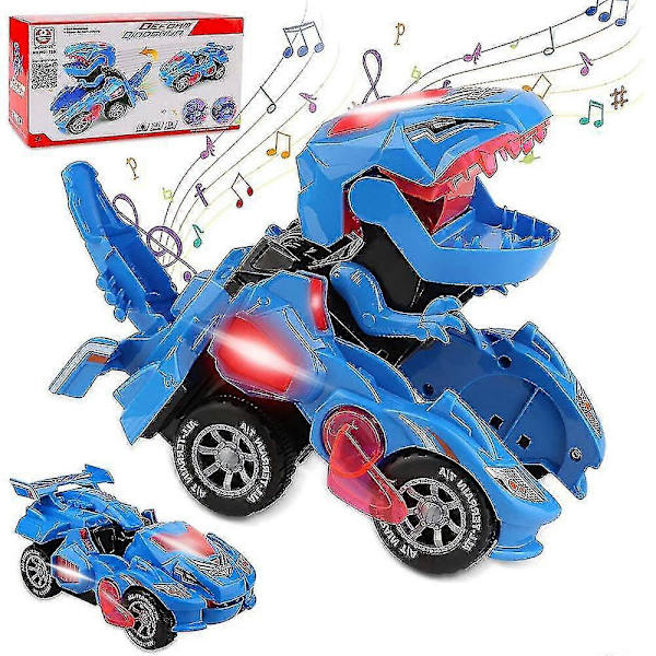 Transformerande dinosauriefordon leksak Transformerande dinosauriebil, Automatisk transformerande dinosauriebil Blue