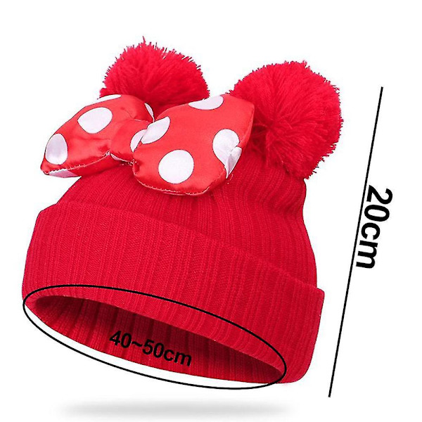 Vintermössa för småbarn med dubbla pompom i stickad ull red