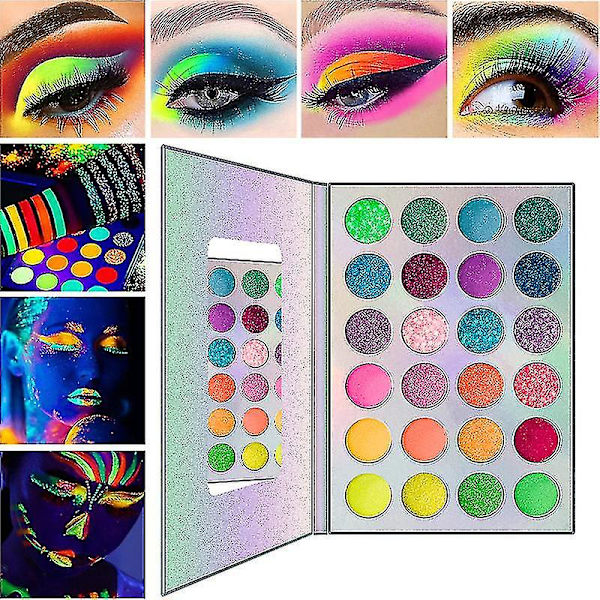 24 farver glitter neon glitter øjenskyggepalet  langvarig