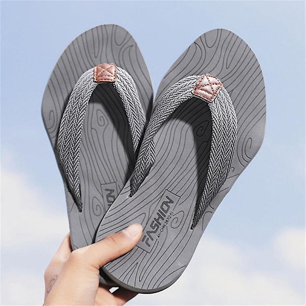 Mænds Strand-Sandaler, Hurtigtørrende Flip-Flop Slides, Vådt Greb Sål, Blød Komfortpasform & Buestøtte grey 43