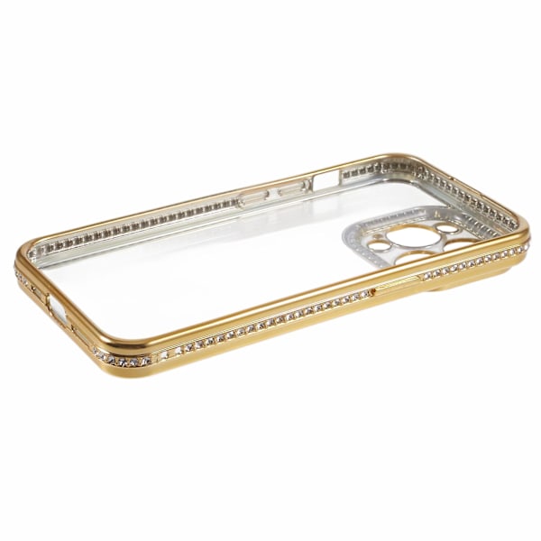 Rhinestone-dekoreret TPU anti-ridse cover til iPhone 14 Pro Max Gold