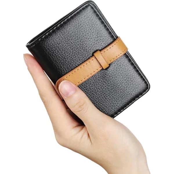 Unisex kreditkortholder, ægte læder, plads til 30 kort, sort.