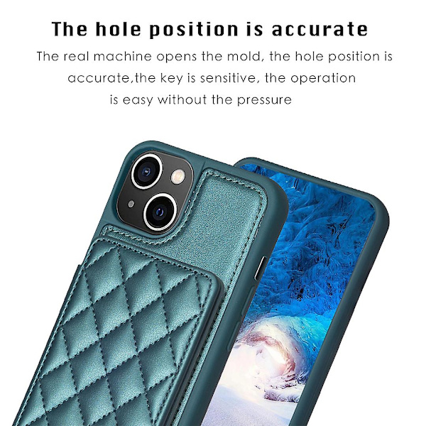 Bf25 för iPhone 14 Plus korthållare stativ mobilfodral kollisionstålig läderbelagd TPU-skydd Green