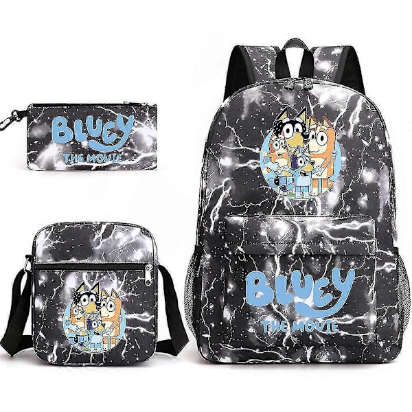 Bluey kolmiosainen koululaukku Lightning Black 5