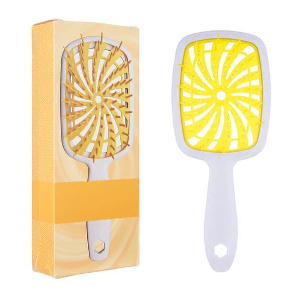 Hårstyling Kam, Unbrush Hårbørste Kam Hexagonal Netkam, Dobbeltfunktion til Tørt og Vådt Hår White and yellow