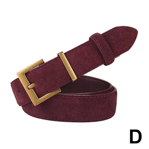 Retro Mockabälte Dam Jeansbälte Kvinnor Mode Klänningsbälte med Guldspänne Red