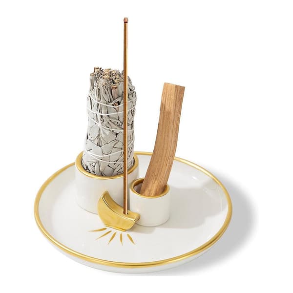 4 i 1 Røgelseholder, Røgelsebrænder til Brændende Salvie, Røgelsesstav, Smudge Bowl, Røgelse Askefang