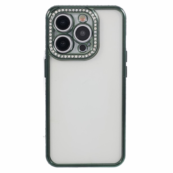 Til iPhone 14 Pro Max Telefon Etui Rhinestones Dekor TPU Anti-Scratch Cover Midnight Green