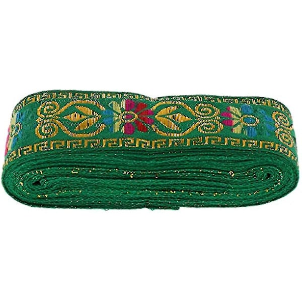 Jacquard Trim Fletning Broderet Bånd Håndværk Syning Retro Boho Etnisk Stof Bånd Trim Til Syning Håndværk Projekter  7m  6 Stilarter At Vælge Grass Green