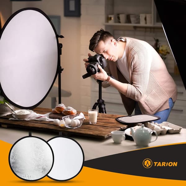 Fotoreflektorn 2 i 1 Ljusdiffusor 80cm Silver Vit Vikbar Ljusreflektorn för Kamera Fotostudio Studiobelysning (80cm)