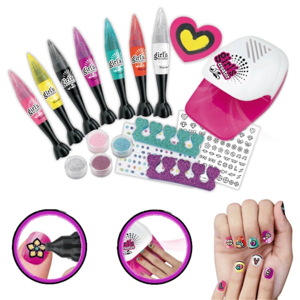 Nagelkonstset för flickor, nagelpennor, salong, DIY-manikyrset, kosmetiska leksaker för flickor