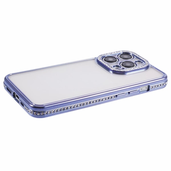Rhinestone-dekoreret TPU-anti-ridse-cover til iPhone 14 Pro Max Dark Purple