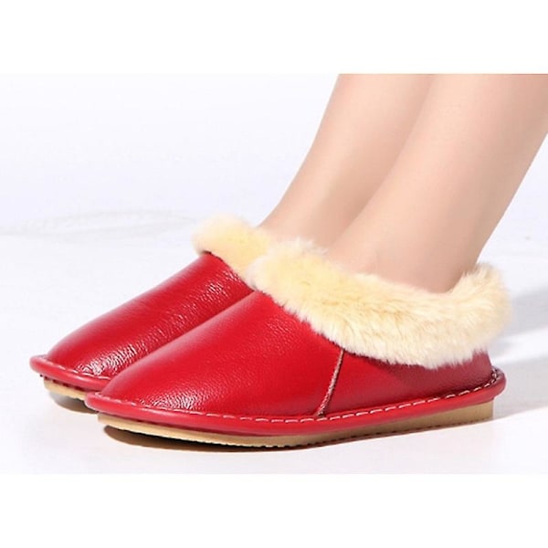 Sneestøvler til kvinder til vinter: Ankelstøvler med slip-on, varm pelsforet, behagelige, vandtætte, flade, støttende, afslappede støvler RED SIZE 25 WOMEN