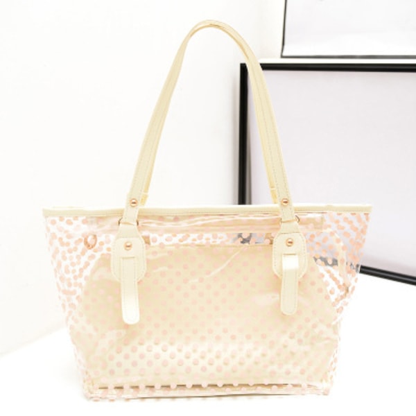 Klar Transparent Tote Axelremsväska Strand Allround Handväska Flicka Beige