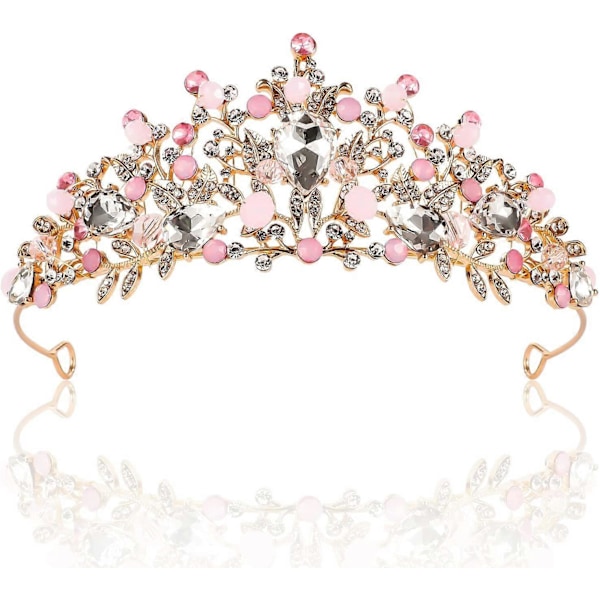 Prinsessekrone krystall tiara DIY håndlagde hårtilbehør 1 stk (H-4)