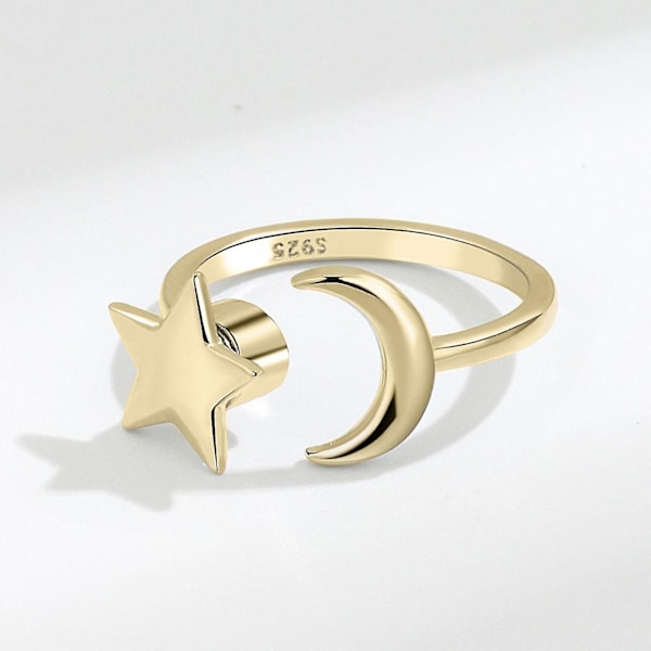 Guld Silver Ring Anti Ångest Fidget Ring Ångest Ring Med Snurrande Stjärna Måne Silver