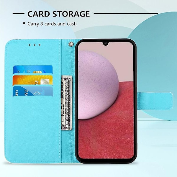 For Samsung Galaxy A05s 3D Maleri Vandret Flip Læder Mobiltelefon Etui Color Drop Wind Chimes