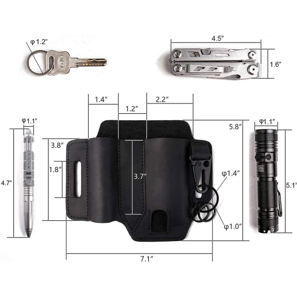 Key Holder Multi Tool Pouch, Leather Belt Loop Waist Multitool Sheath