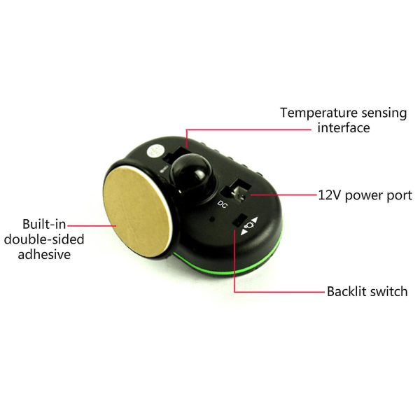 Grøn 12v Bil Digital Termometer Voltmeter Ur Alarm Monitor Multifunktionsmåler