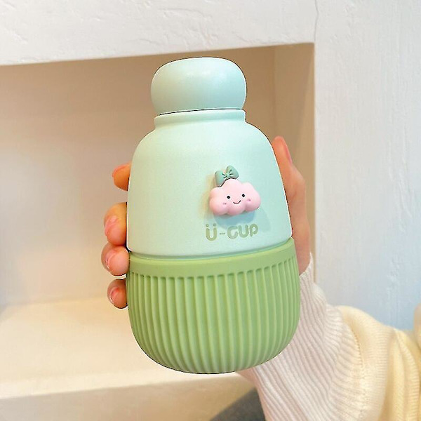 250ml Mini Kawaii Termos i Rustfrit Stål til Skole, Kontor, Termiske Kopper til Kvinder, Gave Green