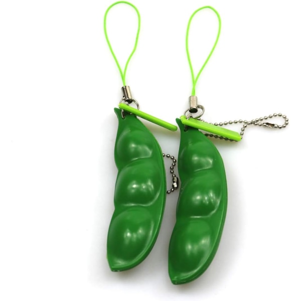 Fidget Toys 2Pack Squeeze-a-Bean Sojabønne Stress Relief Nøglering Nøglering Telefon Kæde Vedhæng