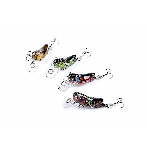 Lures Crickhopper Cricket/gräshoppa Crankbait Fiske Lure, 4.5cm/3.4g(pack med 4)