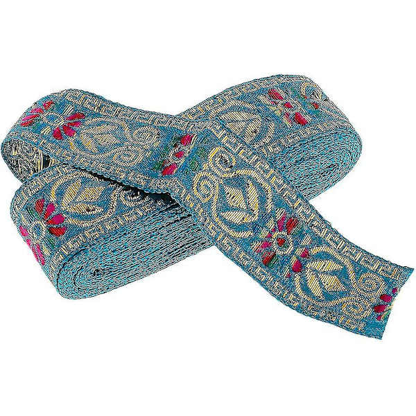 Jacquard Trim Braid Broderad Band Craft Sömnad Retro Boho Etnisk Tyg Band Trim För Sömnad Hantverk Projekt  7m  6 Stilar Att Välja Lake Blue
