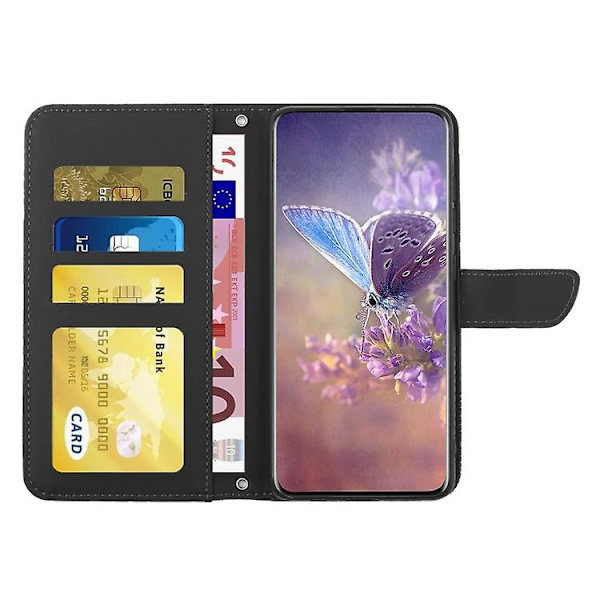 For Samsung Galaxy A05 Skin Feel Butterfly Præget Flip Læder Mobiltelefon Etui Black
