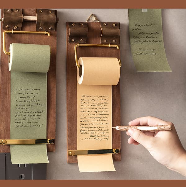 Retro notesplint kan hænge rullepapir note non-stick ins stil træ notesblok blank memo beskedbog Cowhide sticky note roll