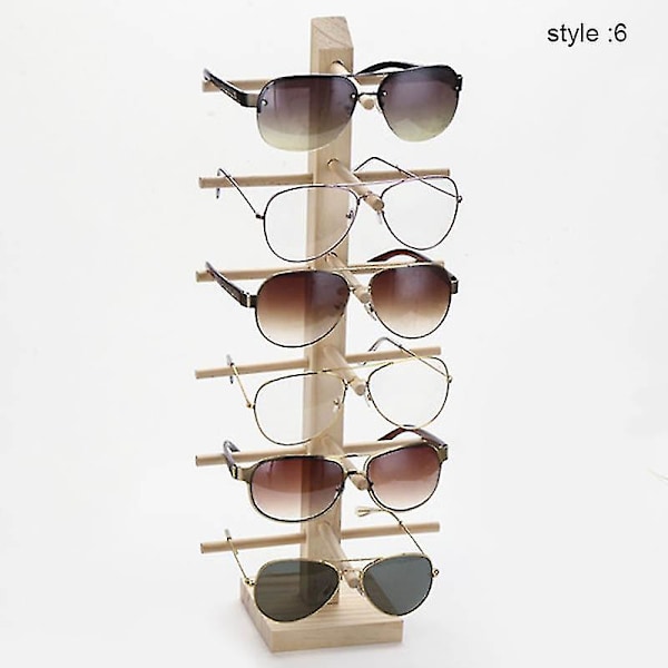 Mimigo 1 stk Træ Solbrille Display Stativ Hylde Træ Holdbar Briller Vis Stativ Holder 6