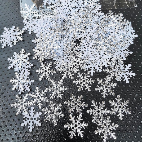 1000 stk Snøflak Konfetti dekorasjoner, julesnøfest- Sølv