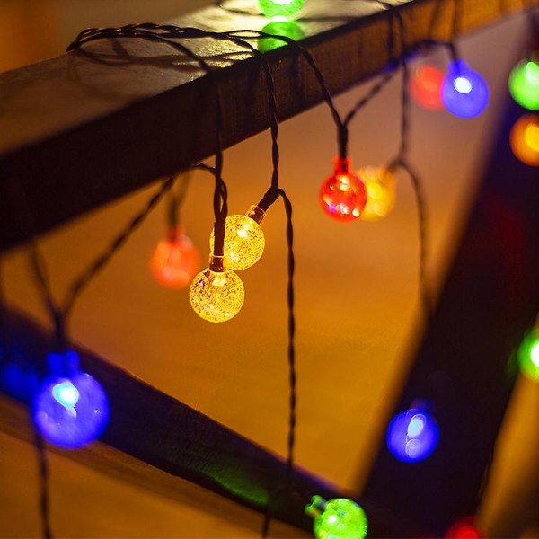 Outdoor Solar String Lights, 7m 50 Led Solar String Lights Waterproof Ip44 Bubble Ball Led String Lights With 8 Lighting Modes For Indoor And Outdoor