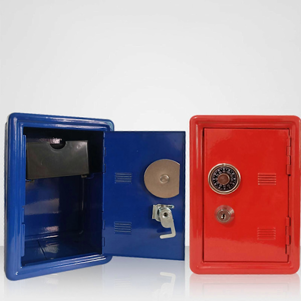 Mini Metallisk Säkerhetslåda med Nyckel för Kreativ Spargris Skrivbordsdekoration Red