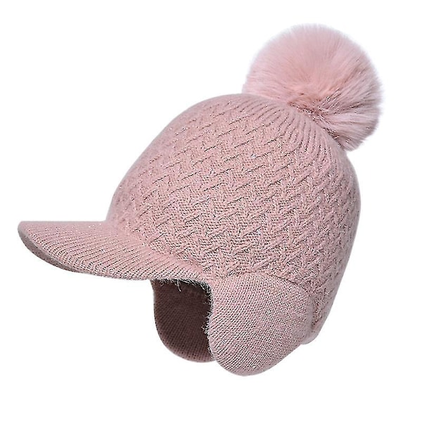 Vintermössa Varm Öronlapp Mössa Stickad Mössa Vintermössa Pink