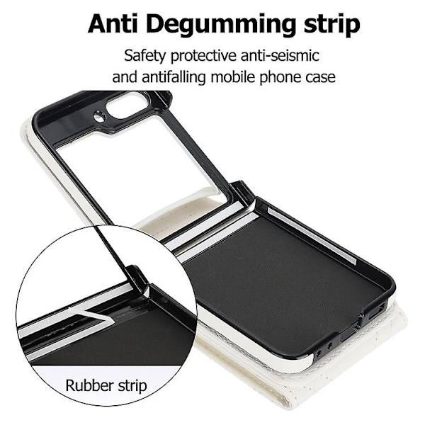 Til Samsung Galaxy Z Flip5 V-formet RFID Kortlomme Mobiltelefonetui Med Ringholder White